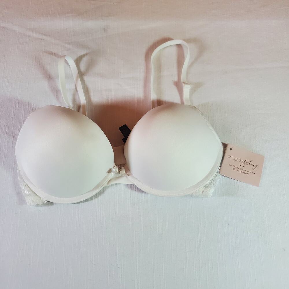 Smart & Sexy Womens Bra Size 36B Black Lace Push Up Padded Underwire NWT New